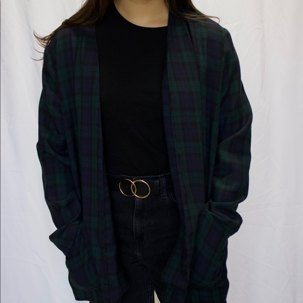 Green plaid outerwear